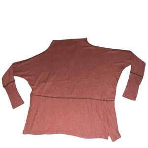 EUC We The Free Terracotta Knit Mock Neck Asymmetric Top Small
